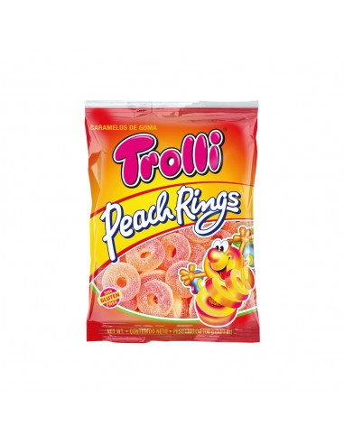 BOLSA PEACH RINGS TROLLI 100GR (12 UND)